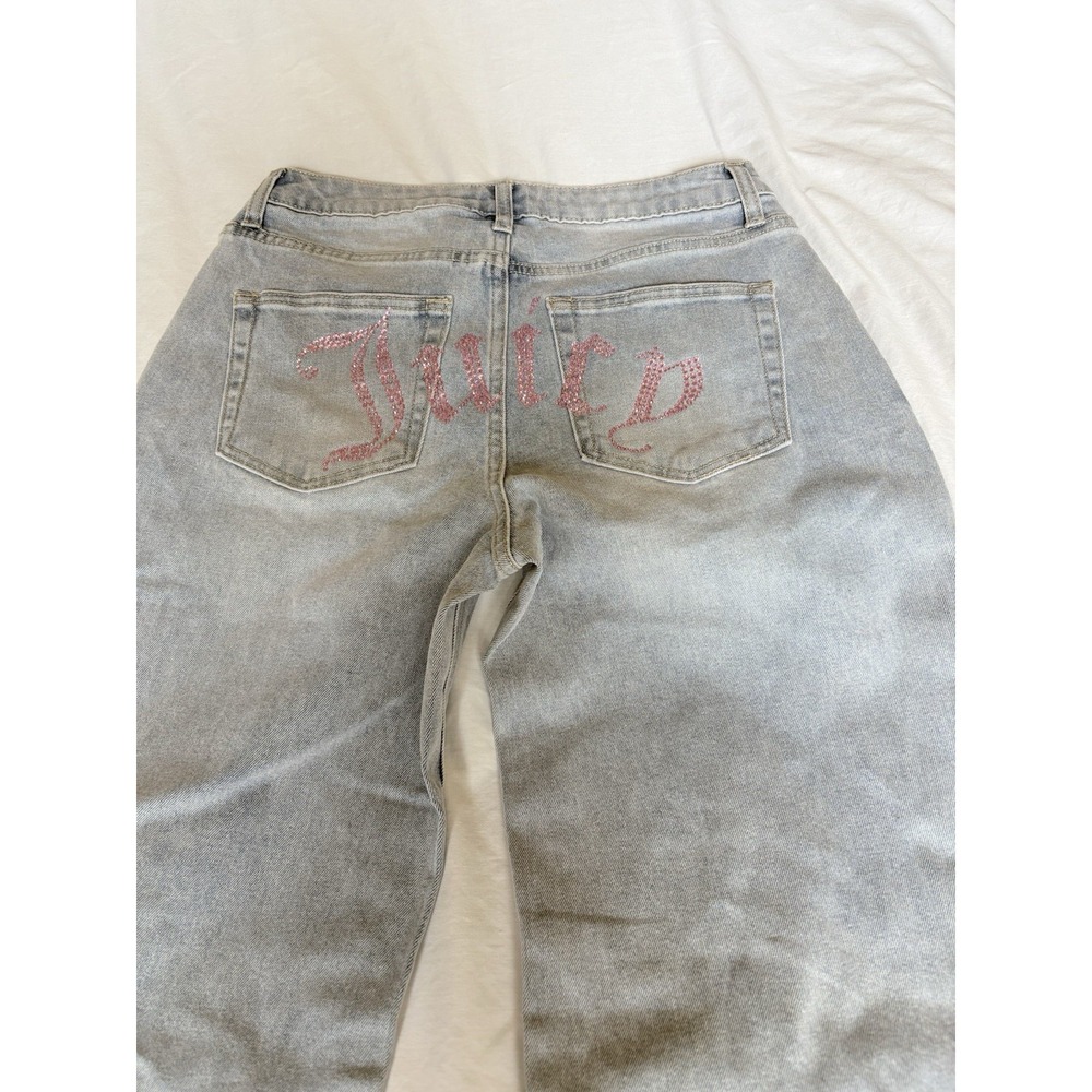 Juicy Couture Wide Leg Jeans Womens 7/28 Pink Rhinestone Sparkle Y2K Bling NEW